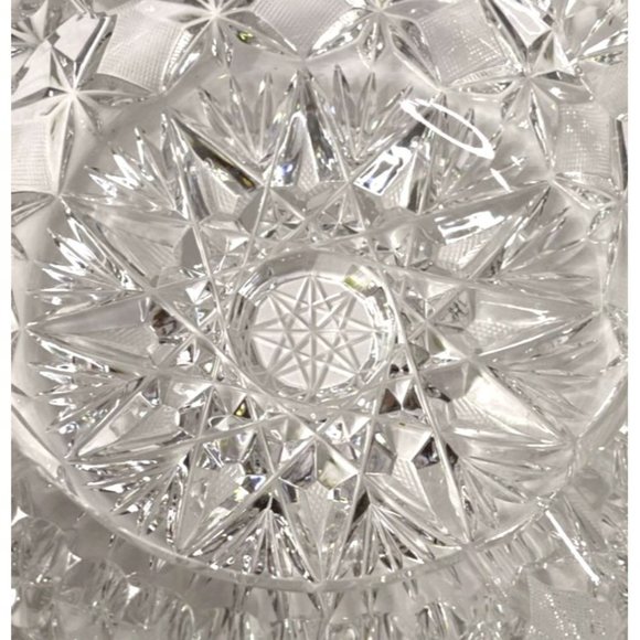 Vtg Lead Crystal Ashtray Cut Glass Heavy Bohemian Star Lausitzer - Picture 3 of 6